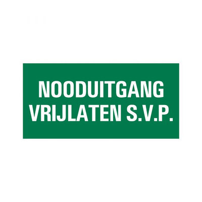 Bord nooduitgang vrijlaten - 150x300 mm.