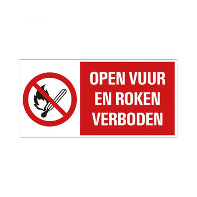 Bord open vuur en roken verboden - 150x300 mm.