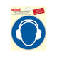 Sticker oorbescherming dragen - 150 mm rond.