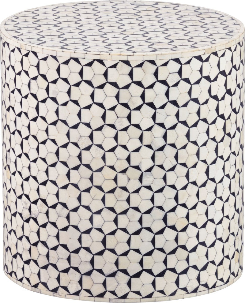 Woood neva sidetable - bone inlay - zwart wit - 40x37x37