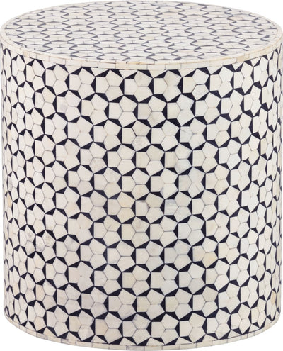 Woood neva sidetable - bone inlay - zwart wit - 40x37x37
