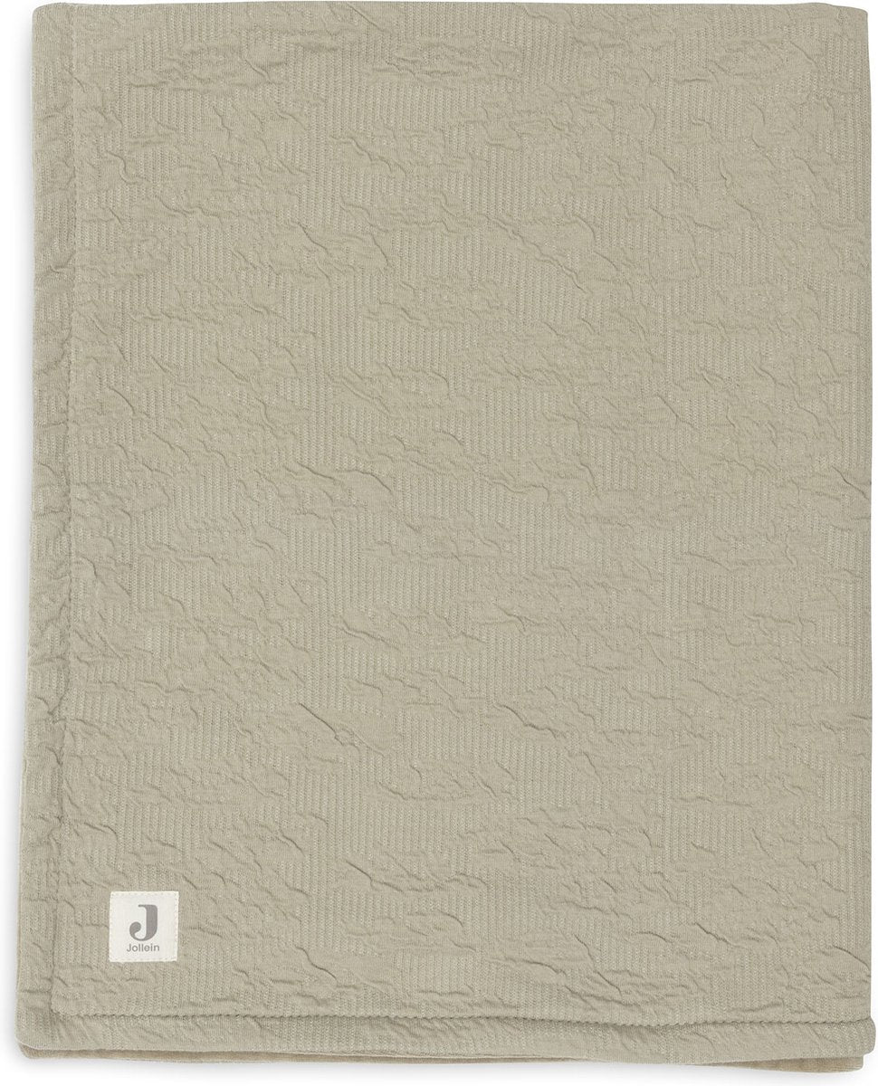 Jollein - deken wieg 75x100cm - wiegdeken, wiegdekentje, dekentje baby - soft waves - olive green velvet