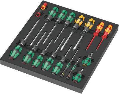 Wera 9710 schuimrubberen inzetstuk met schroevendraaiers set 1, 18-delig - 05150101001