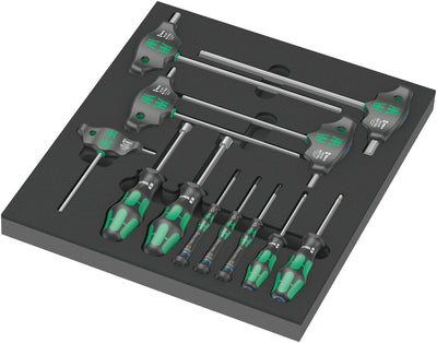 Wera 9713 schuimrubberen inzetstuk met hex schroevendraaiers set 1, 12‑delig (zwart grijs, in schuiminzet voor werkplaatswagen)
