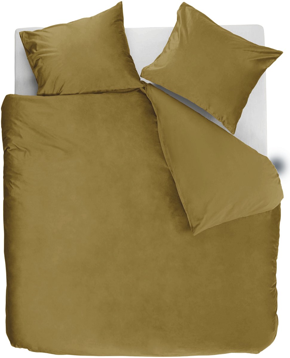 Ambiante velvety dekbedovertrek - tweepersoons - 200 x 200 220 cm - oker