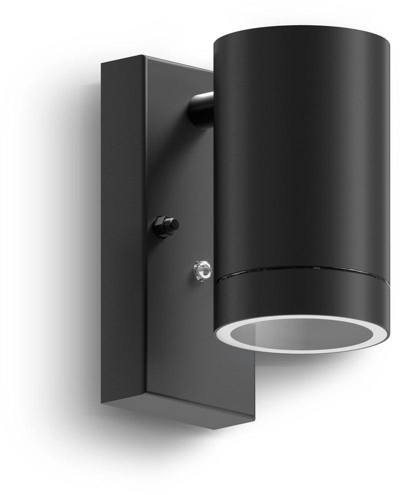 Calex alba wandlamp - 1x gu10 - tuinverlichting - dag en nacht sensor - zwart