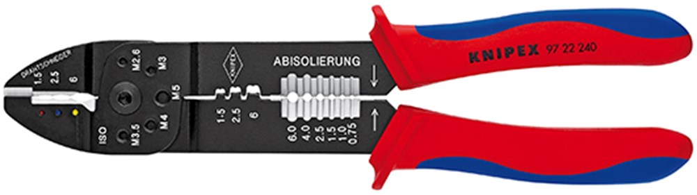 Knipex krimptang voor kabelschoenen en stekkers | 0.5 tot 6 mm² - 9722240sb