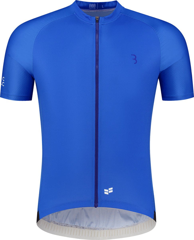 Bbb cycling comfortfit r - duurzaam fietsshirt heren korte mouw - 15-25 °c - ademend mtb en wielrenshirt - 3 achterzakken - blauw xl