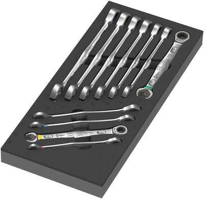 Wera zelfaanpassende steeksleutel 6000 joker set 1 gereedschapsset (zwart grijs, combinatie ratelsleutelset, in schuimrubberen inzet voor werkplaatswagen)