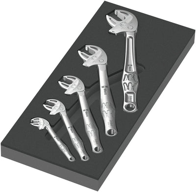 Wera zelfaanpassende steeksleutel 6004 joker set 1 gereedschapsset (zwart grijs, zelfinstellende steeksleutelset, in schuimrubberen inzet voor werkplaatswagen)