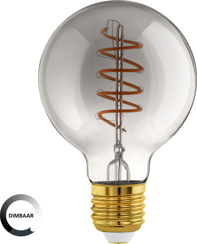 Eglo led lamp - e27 - ø 9,5 cm - g95 - smoke - 2000k - dimbaar