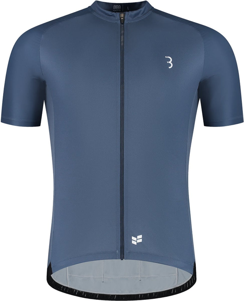 Bbb cycling comfortfit r - duurzaam fietsshirt heren korte mouw - 15-25 °c - ademend mtb en wielrenshirt - 3 achterzakken - staal blauw