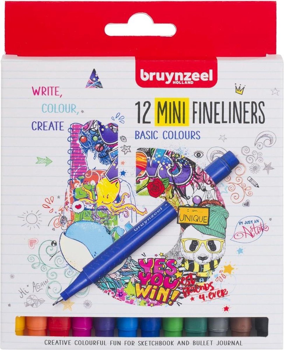 Bruynzeel fineliner mini set 12 kleuren