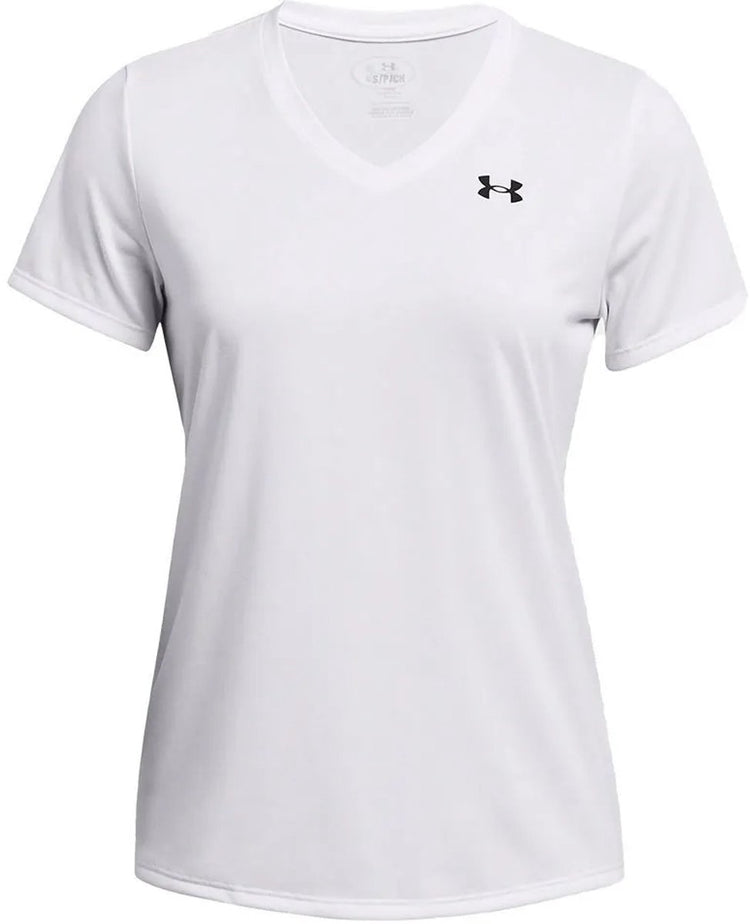 Under armour tech ssv- solid-wht dames sportshirt - wit - zwart