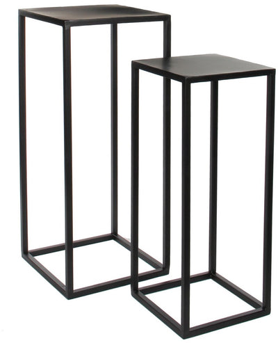 Mica decorations goa bijzettafel - set van 2 - l30 x b30 x h70 cm - metaal - zwart