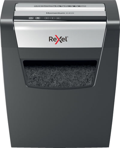 Rexel momentum x410 papierversnipperaar - p4 snippers - tot 10 vel - 23l - zwart