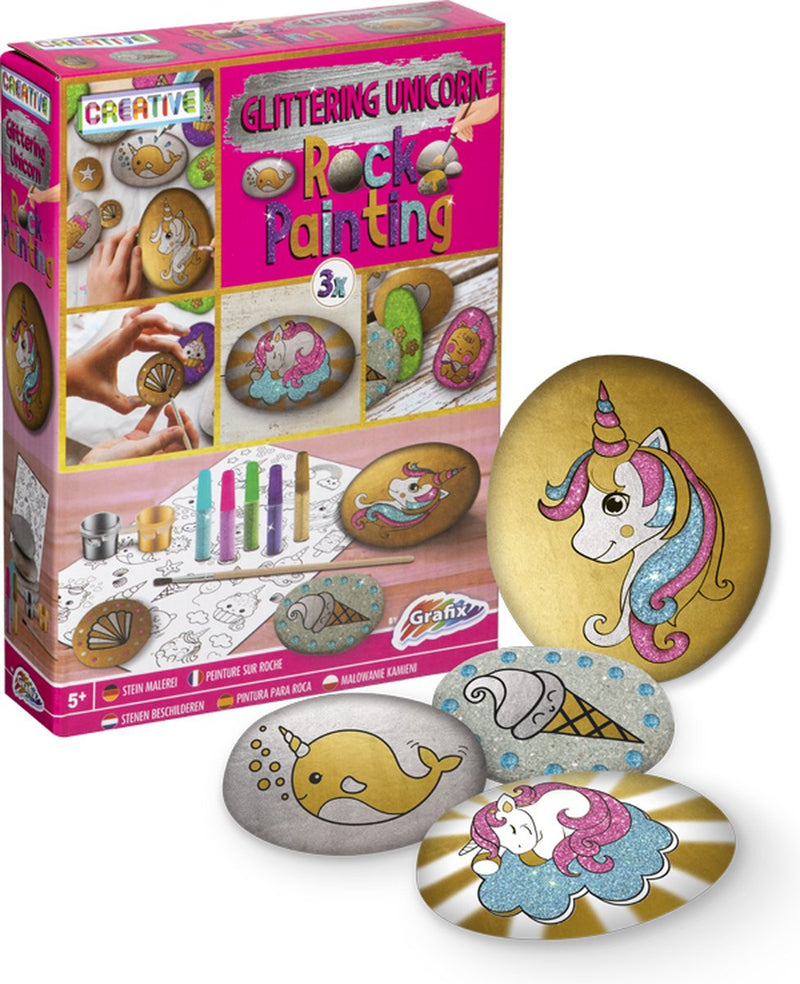 Grafix unicorn rock painting | happy stones | stenen schilderen voor meisjes | happy stones pakket