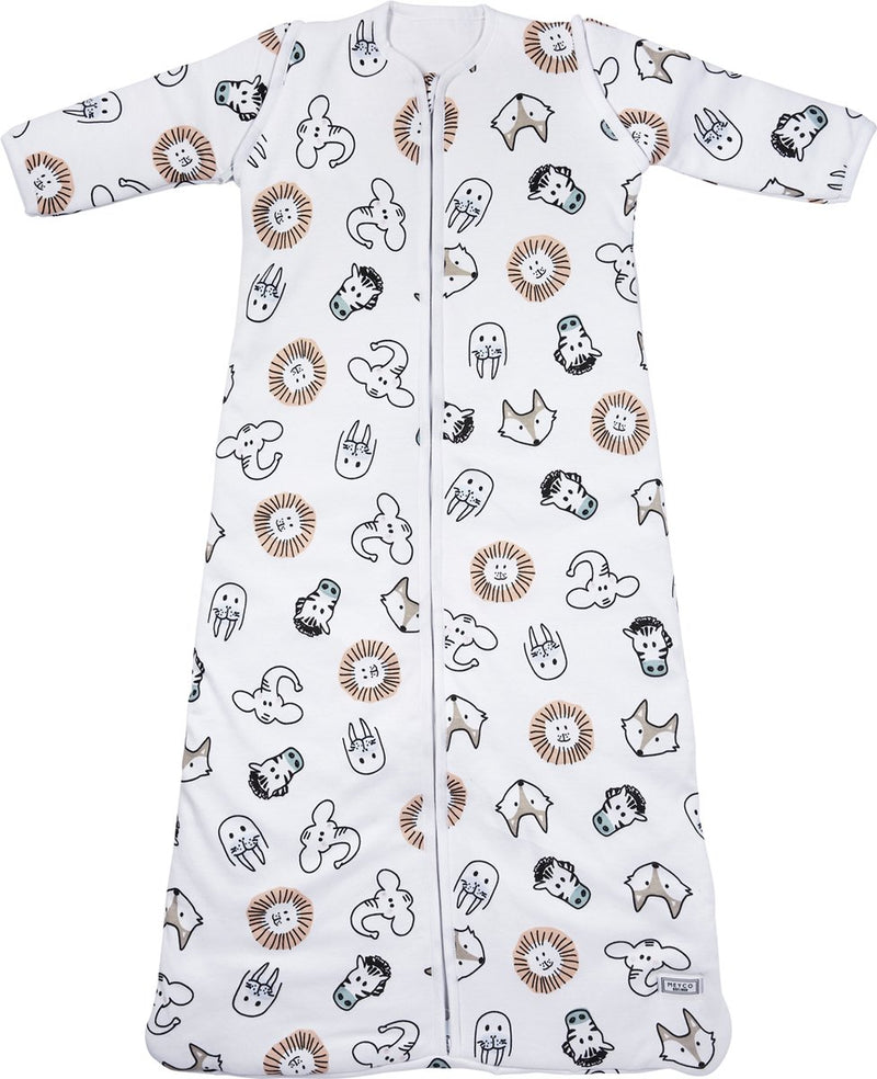 Meyco baby slaapzak winter animal - afritsbare mouwen - multicolour - 70cm - winterslaapzak