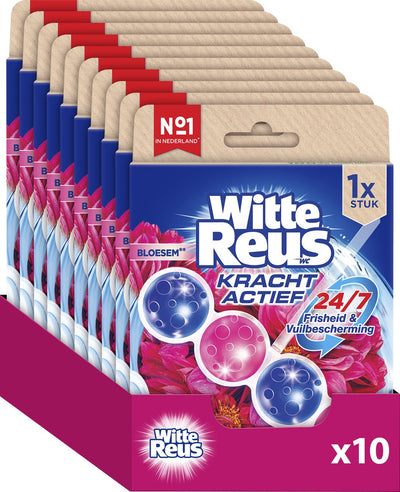 Witte reus kracht actief bloesem toiletblok 50g - wc blokjes - voordeelverpakking - 10 stuks