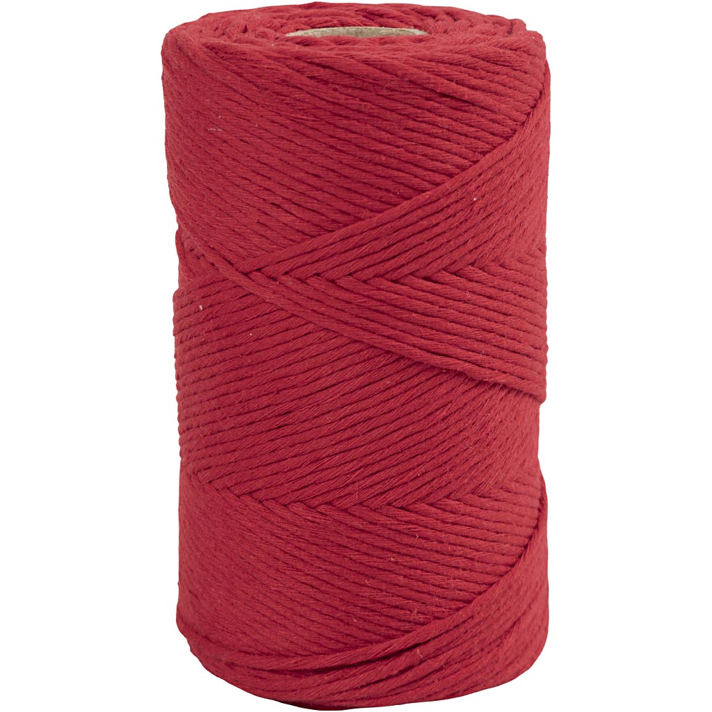 Creativ company macramé koord, l: 198 m, d 2 mm, rood, 330 gr 1 rol