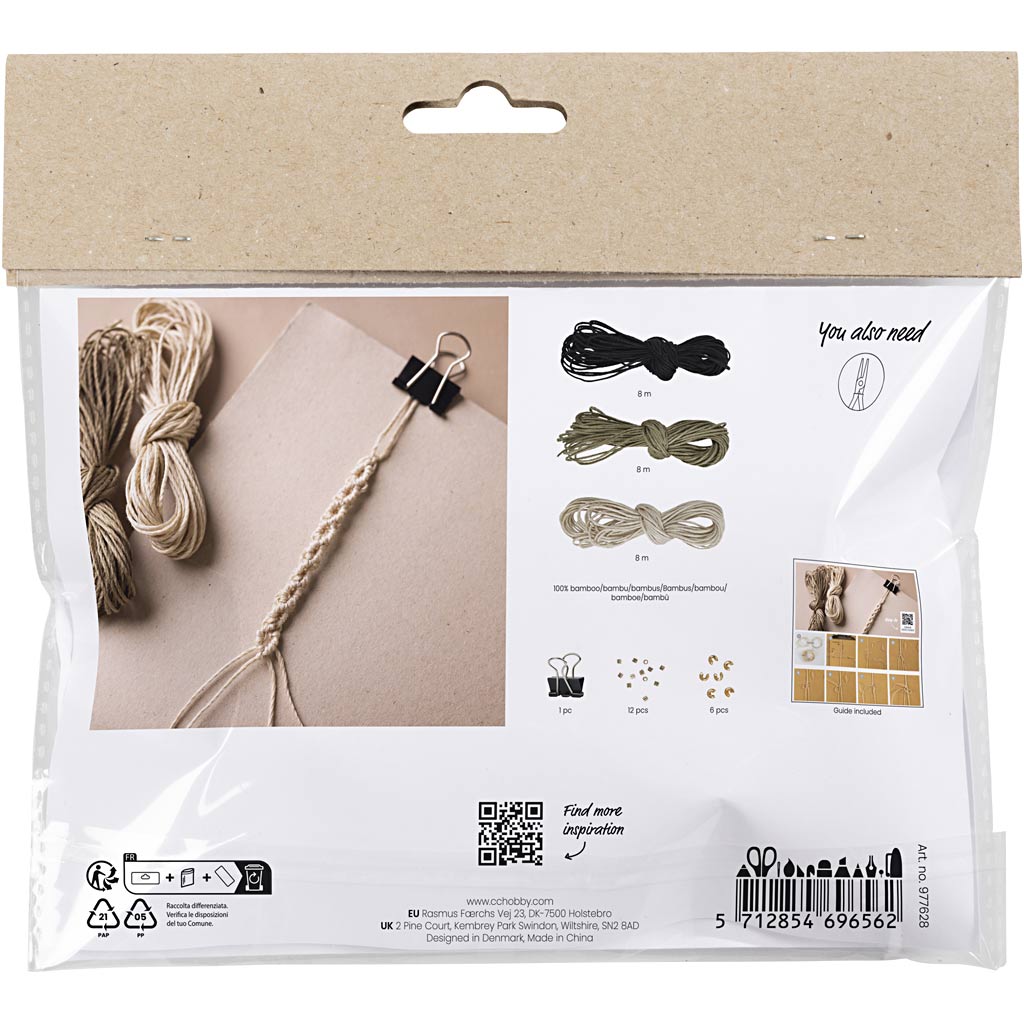 Creativ company https: www.cchobby.nl mini-hobbyset-macrame-armband-zwart-olijfbruin-zandkleur-1-doos