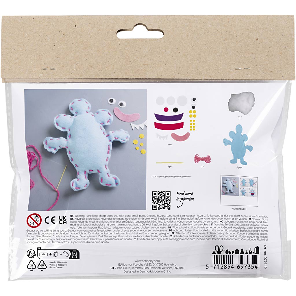 Creativ company http: www.cchobby.nl mini-hobbyset-naaien-viltmonster-diverse-kleuren-1-doos