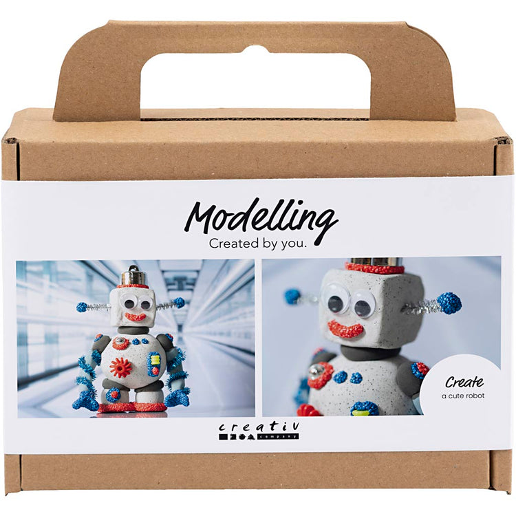 Creativ company http: www.cchobby.nl mini-hobbyset-boetseren-robot-blauw-grijs-rood-1-doos