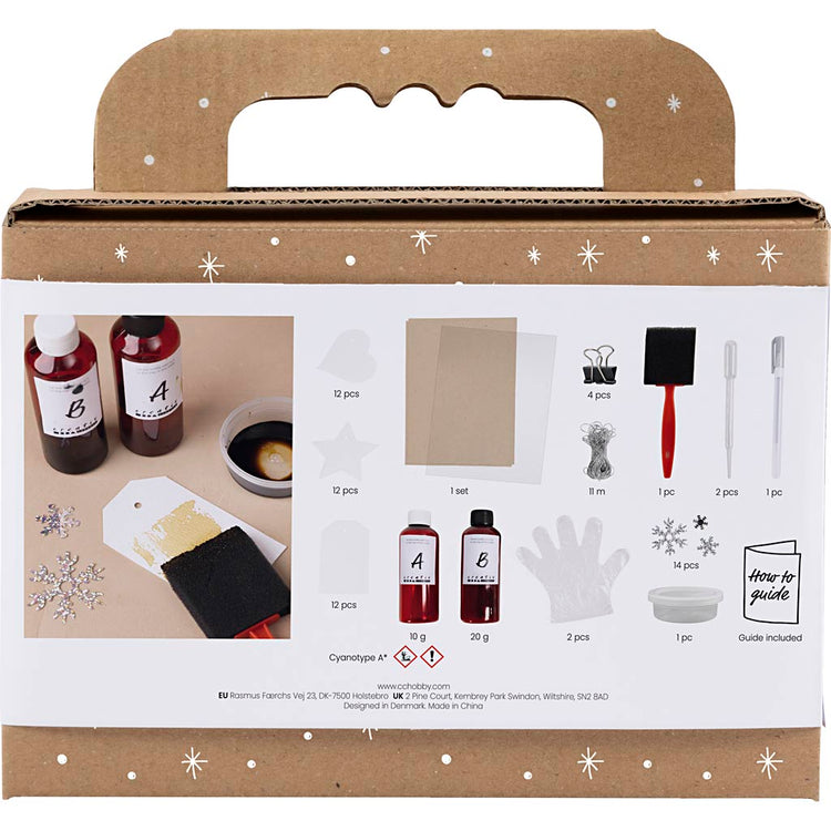 Creativ company http: www.cchobby.nl mini-hobbyset-cyanotypie-geschenklabels-blauw-zilver-1-doos
