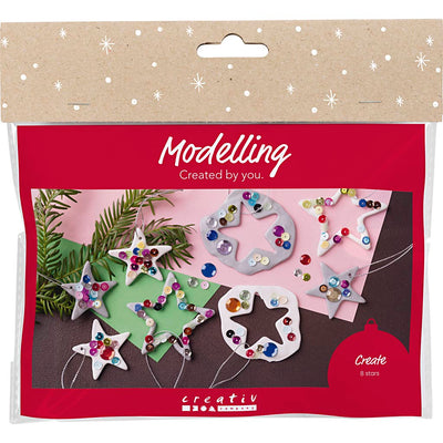 Creativ company mini hobbyset boetseren sterren zilver wit
