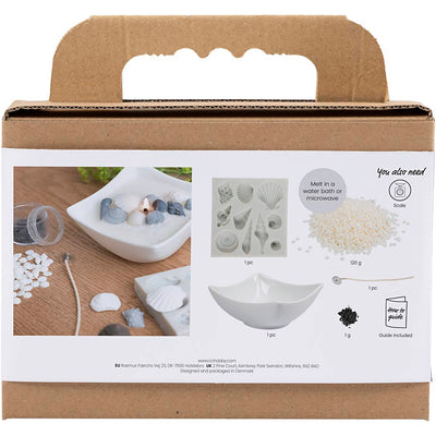 Creativ company cc mini hobbyset kaarsen maken schelpen grijs off-white