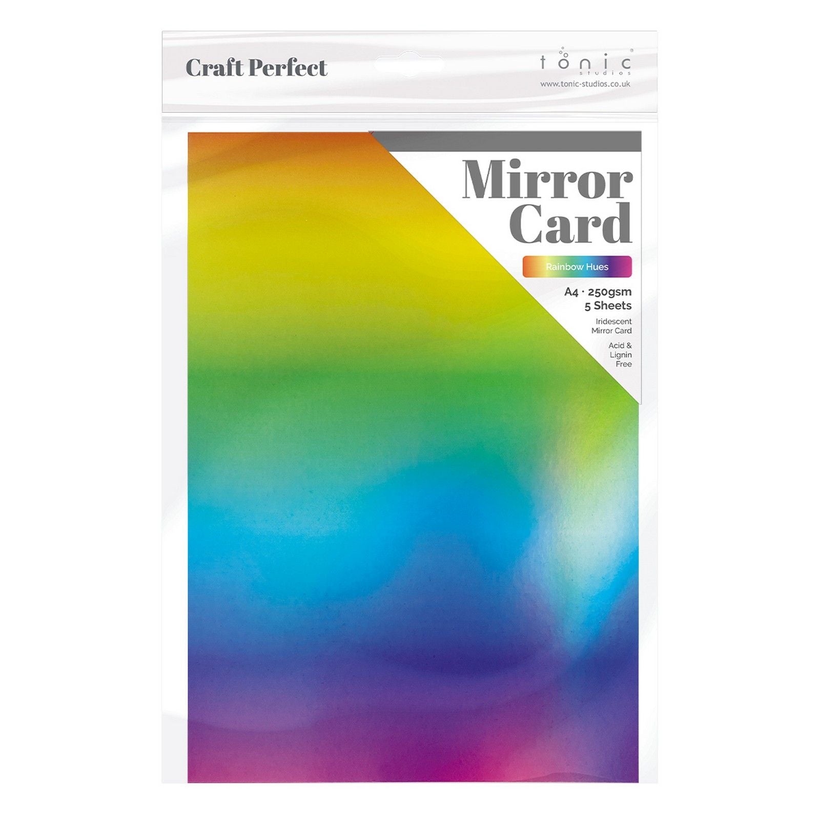 Craft perfect by tonic studios craft perfect • mirror card iridescent 250g rainbow hue 5pcs