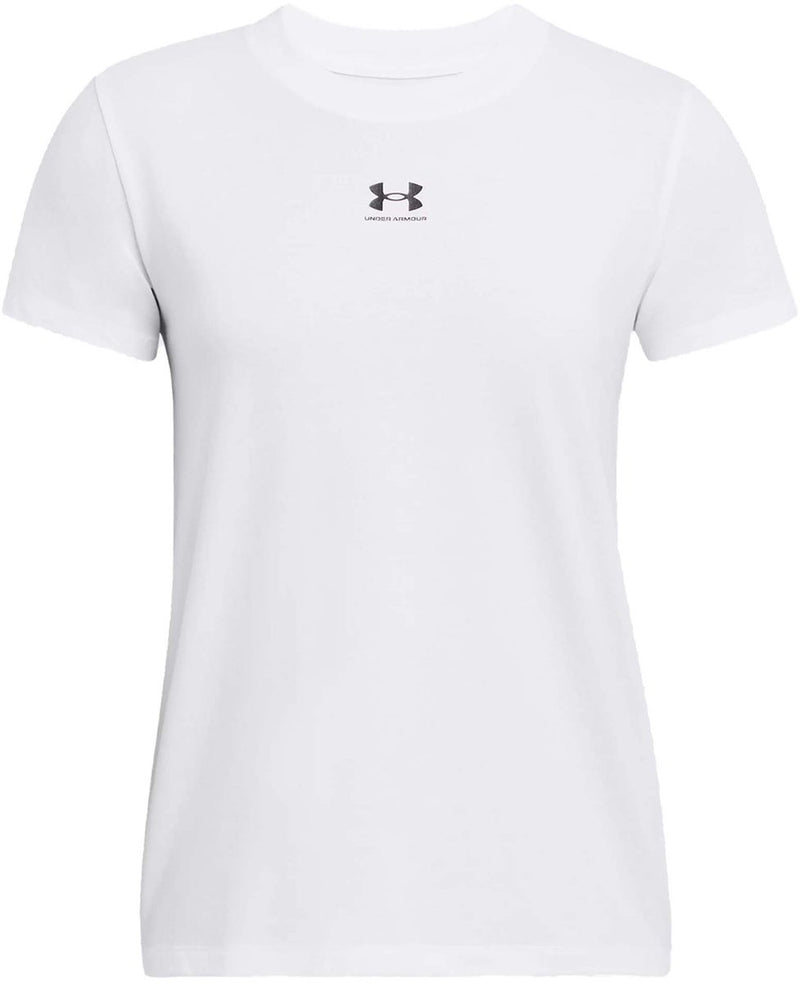 Under armour ua rival core ss-wht dames sportshirt - wit - zwart
