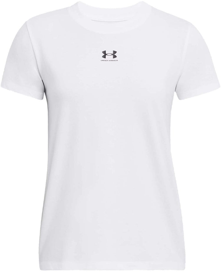 Under armour ua rival core ss-wht dames sportshirt - wit - zwart