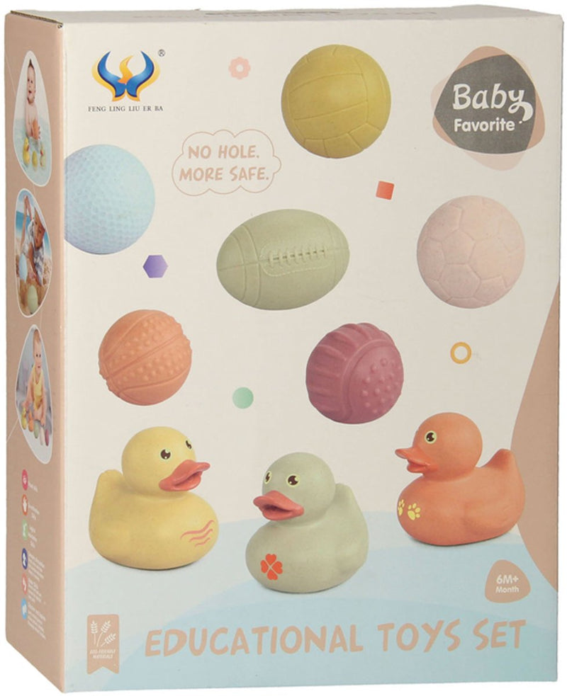 Lobbes speelgoed bv badspeelgoed set met sensorische badballen badeendjes pastel