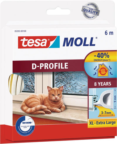 Tesa® tesa moll tochtstrip 05393 d profiel - 9mmx6m wit