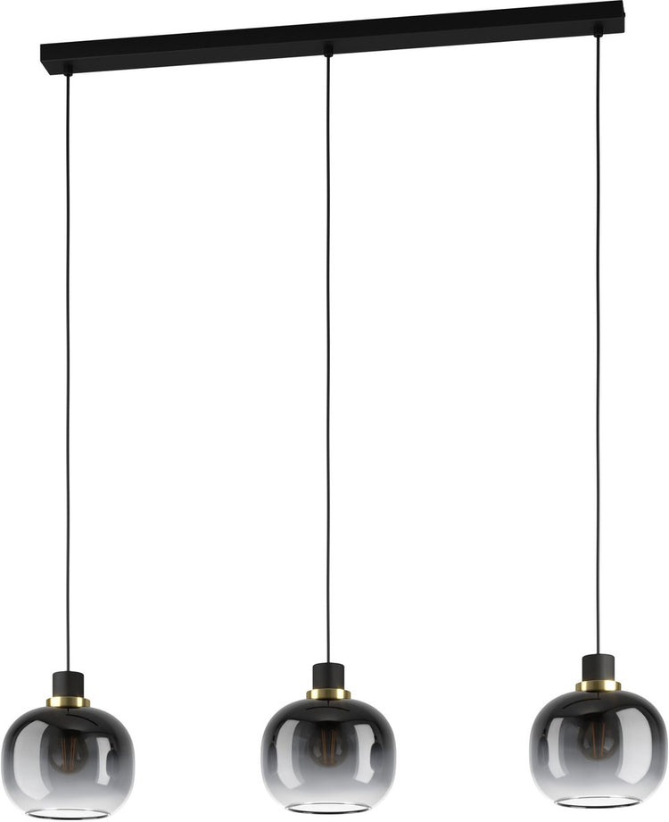 Eglo oilella hanglamp - e27 - 95 cm - smoke glas - zwart geelkoper