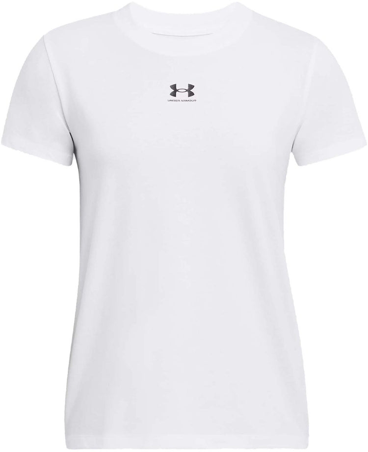 Under armour ua rival core ss-wht dames sportshirt - wit - zwart
