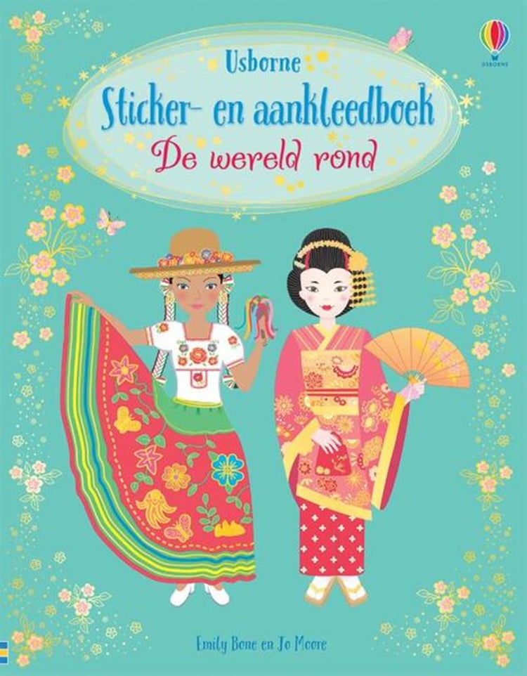 Sticker en aankleedboek de wereld rond.
