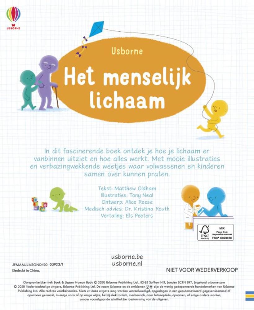 Boek met puzzel,het menselijk lichaam 5+