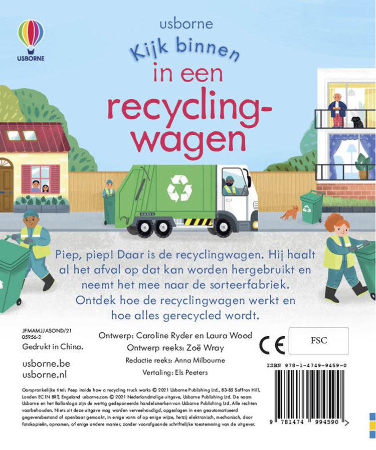 Kijk binnen in een recyclingwagen. 3+