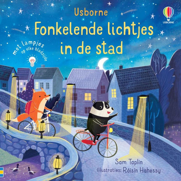 Fonkelende lichtjes in de stad. 1+