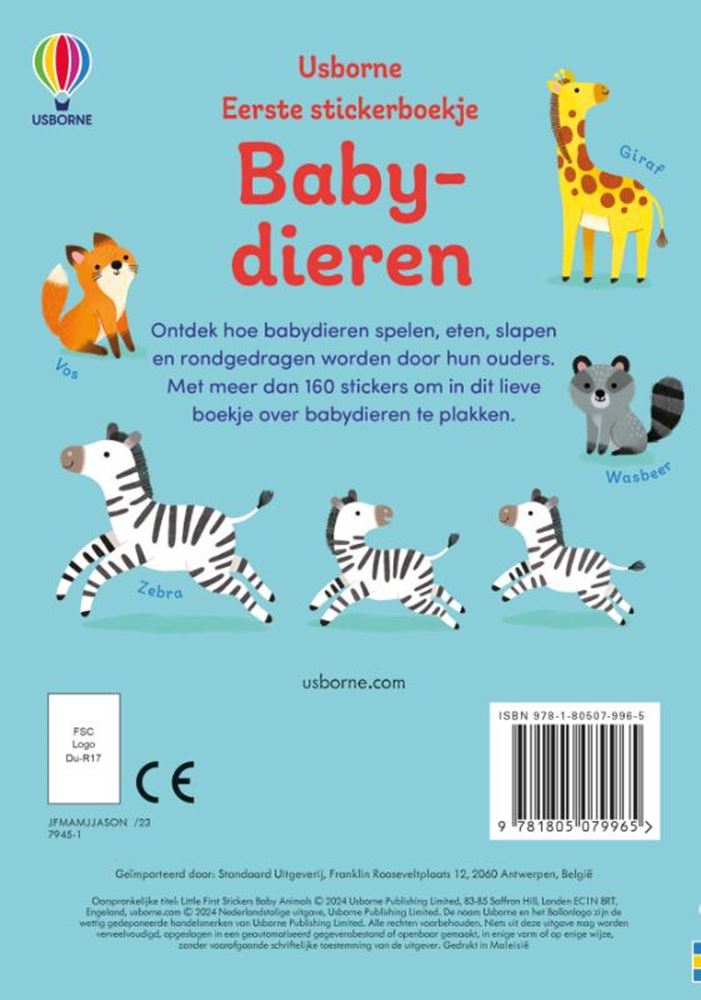 Stickerboek: babydieren. 3+