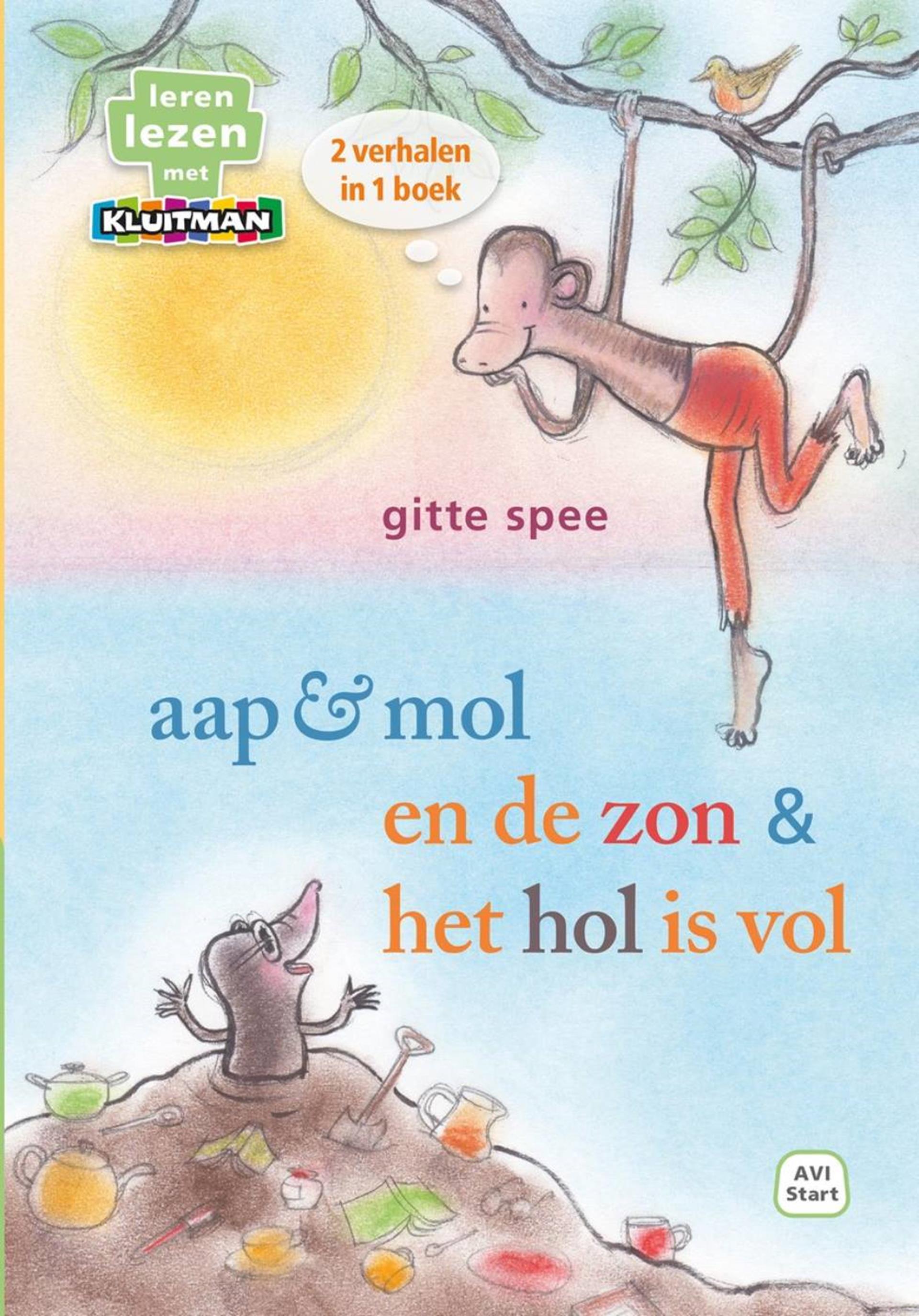 Kluitman aap mol en de zon het hol is vol, 2 verhalen in 1 boek (avi start)