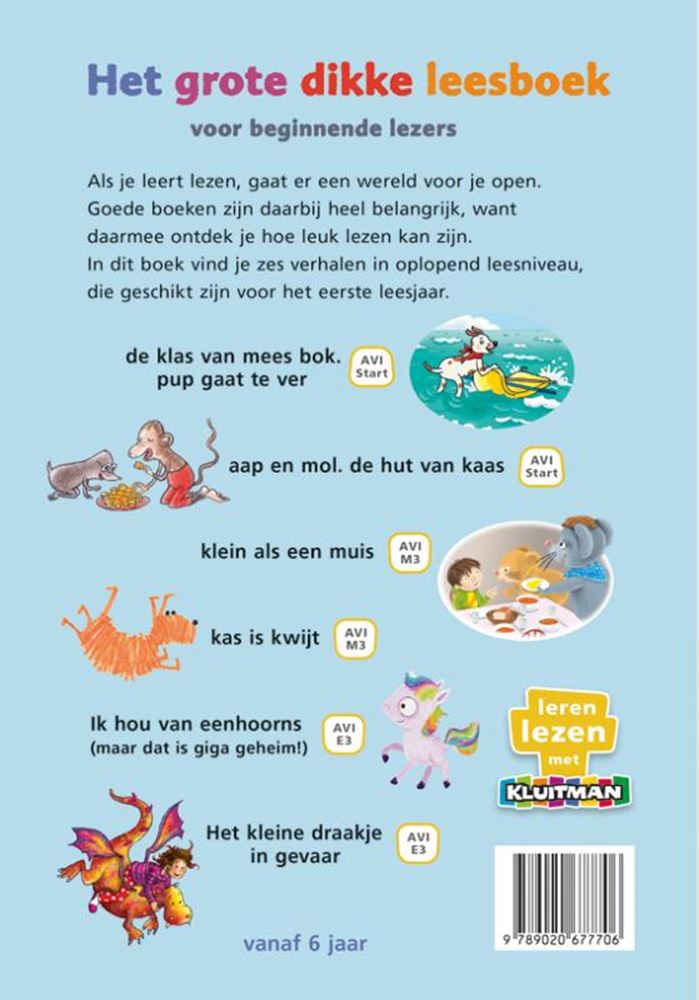 Uitgeverij kluitman het grote dikke leesboek voor beginnende lezers - avi-start, m3 en e3