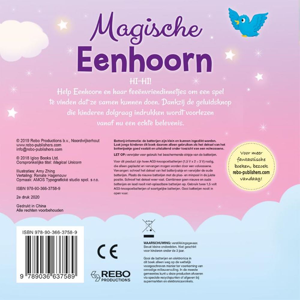 Rebo publishers magische eenhoorn met geluidsknop