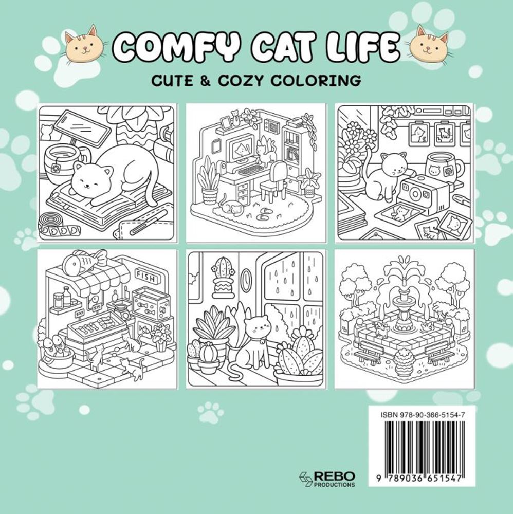 Rebo publishers comfy cat life - cute cozy coloring 6+