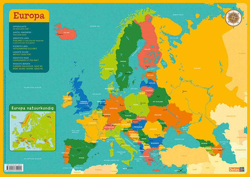Deltas educatieve onderlegger - kaart europa