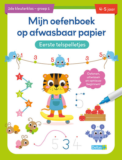 Deltas oefenboek afwasbaar papier eerste telspelletjes (4-5 j.)