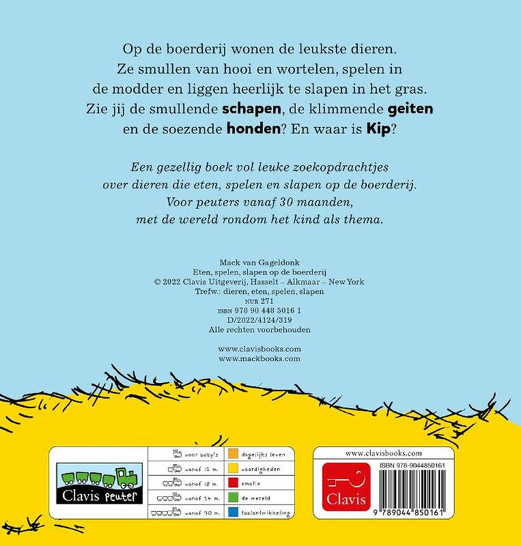 Eten, spelen, slapen op de boerderij. 1+