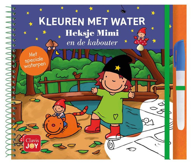 Kleuren met water. heksje mimi en de kabouter